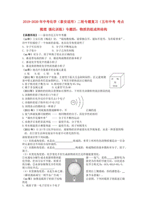 2019-2020年中考化學(xué)（泰安適用）二輪專題復(fù)習(xí)（五年中考 考點梳理 強化訓(xùn)練）專題四：物質(zhì)的組成和結(jié)構(gòu).doc