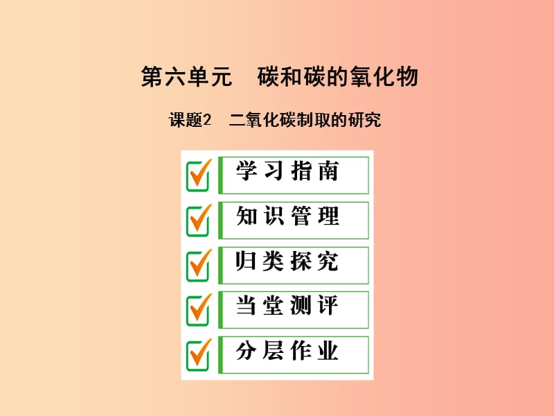 2019年秋九年级化学上册第六单元碳和碳的氧化物课题2二氧化碳制取的研究课件 新人教版.ppt_第1页