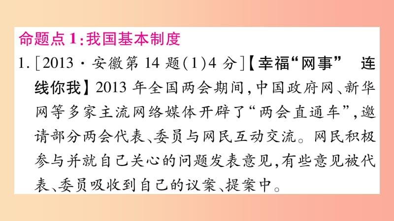 安徽省2019届中考道德与法治总复习 八下 第3单元 人民当家作主考点突破课件.ppt_第2页