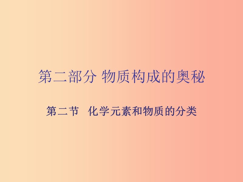 广东省2019年中考化学复习 第二部分 物质构成的奥秘 第二节 化学元素和物质的分类课件.ppt_第1页