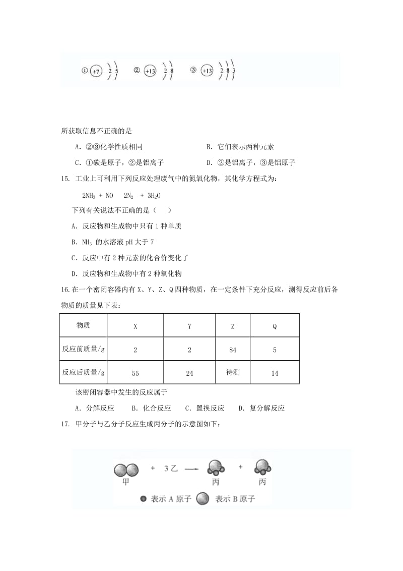 2019-2020年九年级第三次模拟考试化学试题(I).doc_第3页