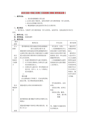 2019-2020年高二生物 《無(wú)機(jī)物》教案 浙科版必修1.doc