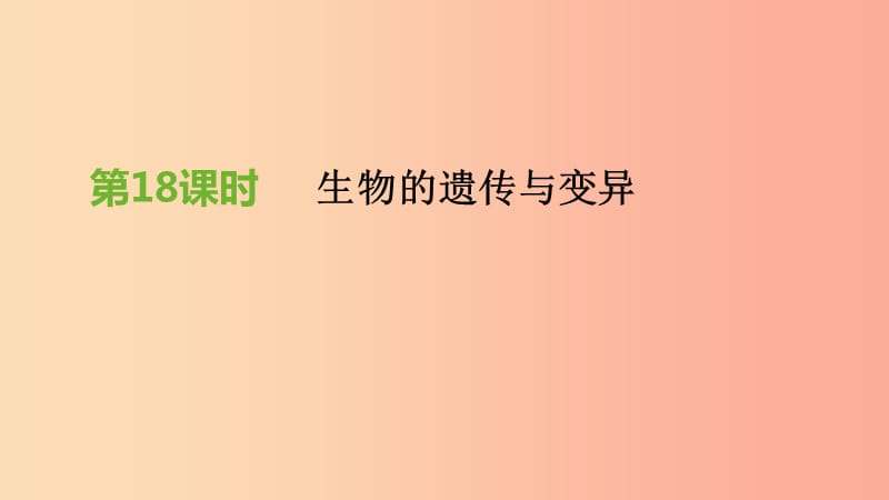 江苏省徐州市2019年中考生物复习 第六单元 生命的延续与进化 第18课时 生物的遗传与变异课件.ppt_第1页