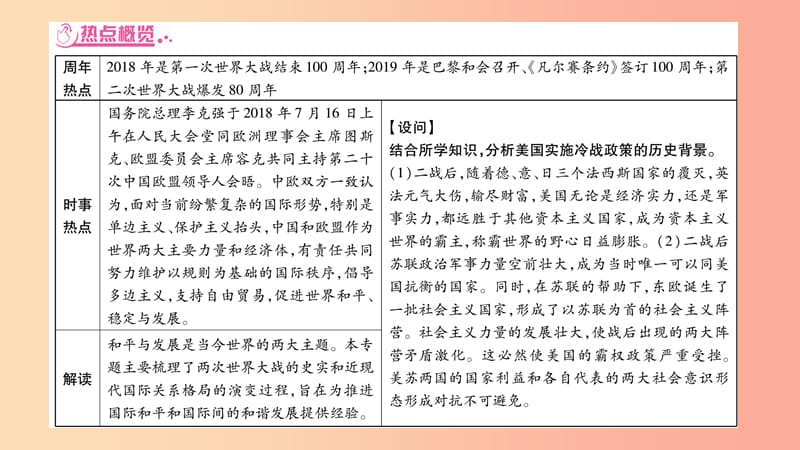 湖南省2019年中考历史复习 第二篇 知能综合提升 专题突破6 两次世界大战与国际关系的演变课件.ppt_第2页