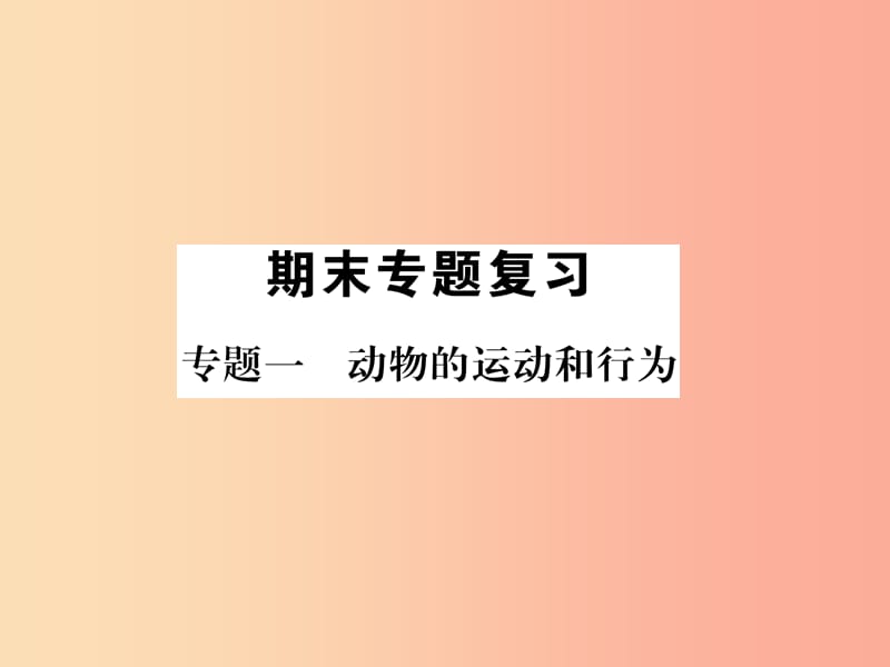 2019年八年级生物上册 专题1 生物的运动和行为练习课件 新人教版.ppt_第1页