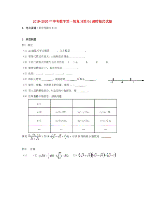 2019-2020年中考數(shù)學(xué)第一輪復(fù)習(xí)第04課時(shí)根式試題.doc