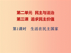 九年級道德與法治上冊 第二單元 民主與法治 第三課 追求民主價值 第1框 生活在民主國家課件 新人教版.ppt