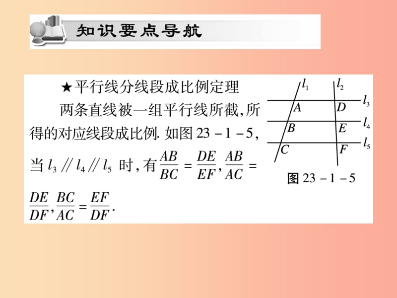 2019秋九年级数学上册第23章图形的相似23.1成比例线段23.1.2平行线分线段成比例课件新版华东师大版.ppt_第2页