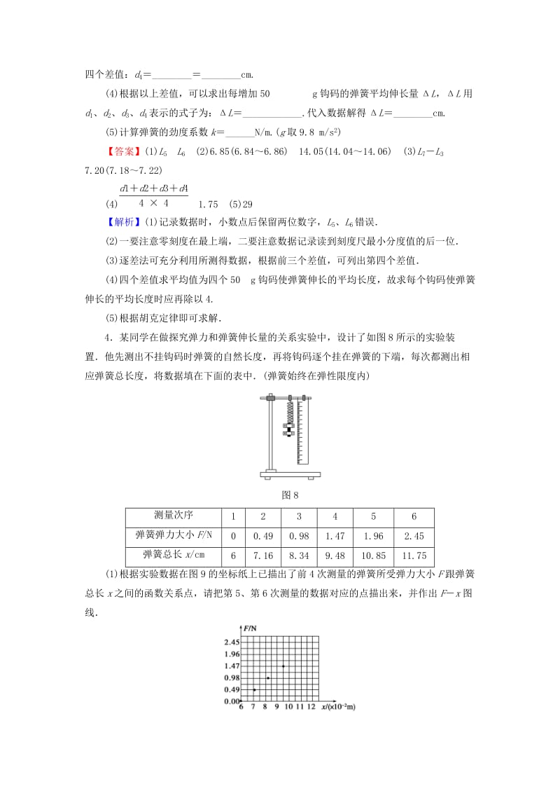 2019-2020年高考物理总复习 实验2 探究弹力与弹簧伸长量的关系随堂训练（含解析）.doc_第3页