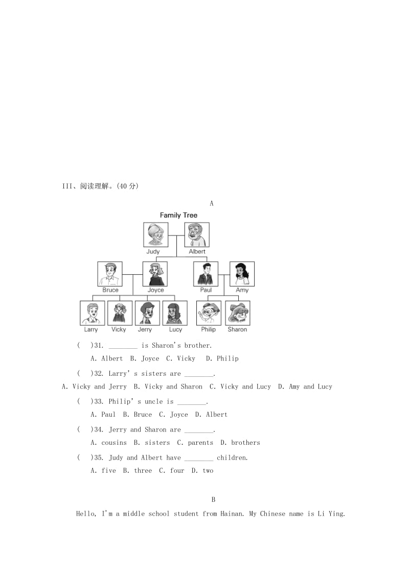 2019-2020年七年级英语上学期第一次月考试题人教新目标(I).doc_第3页