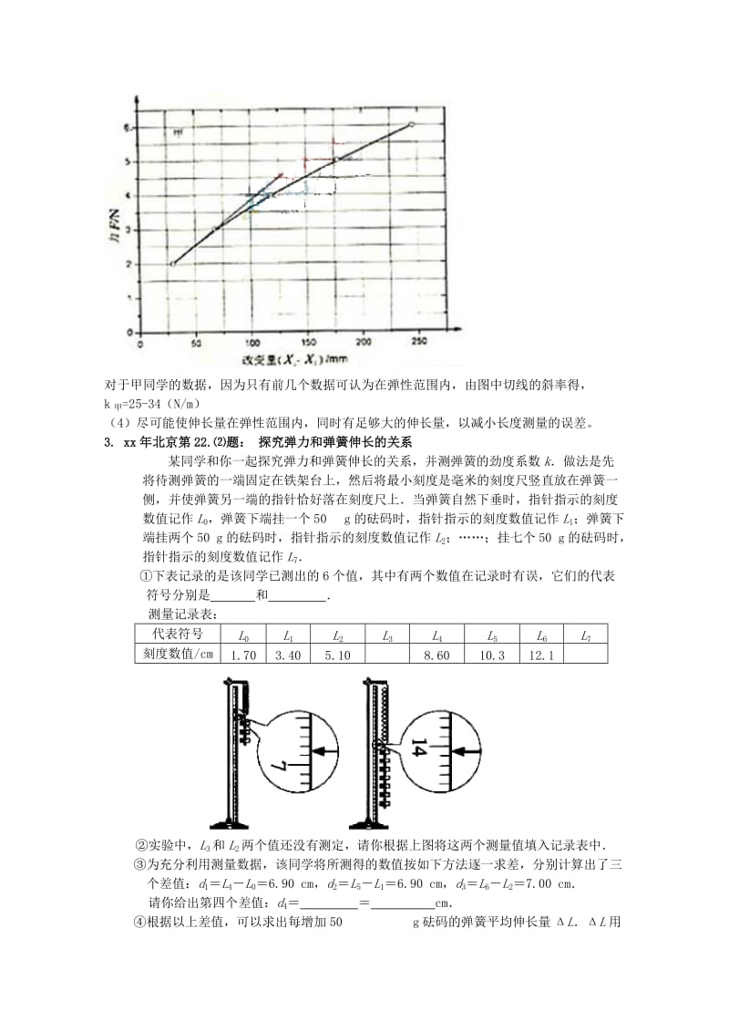 2019-2020年高考物理复习 实验2 探究弹力和弹簧伸长的关系教案.doc_第3页