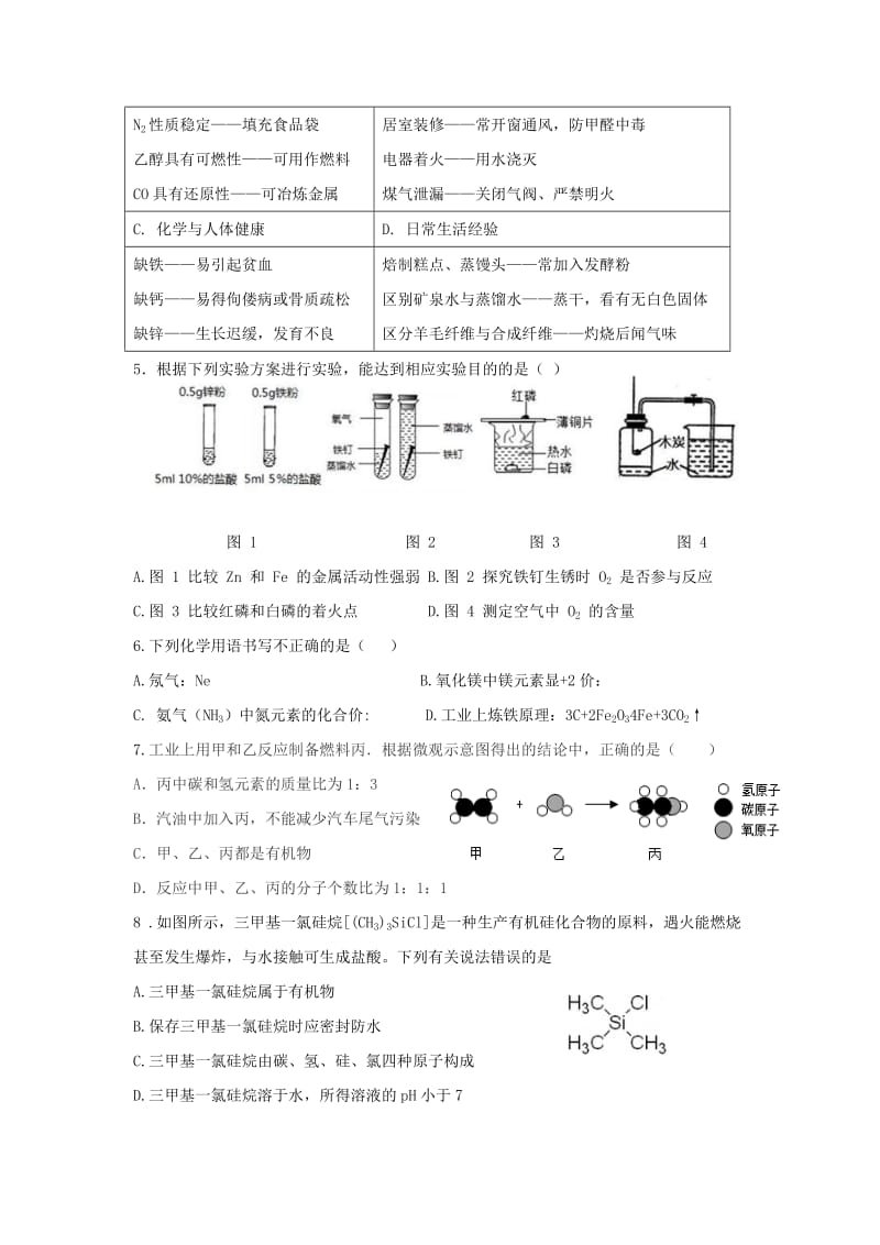 2019-2020年九年级化学下学期6月初模拟试题.doc_第2页