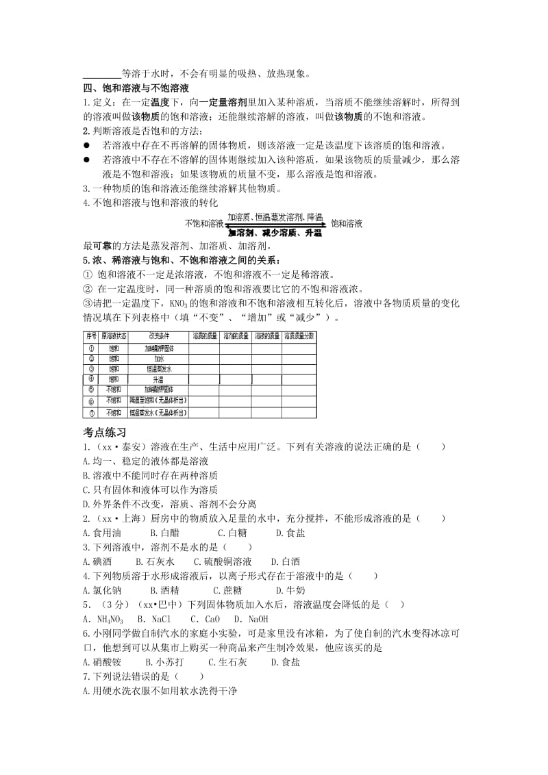 2019-2020年中考同步考点梳理：溶液的形成.doc_第2页