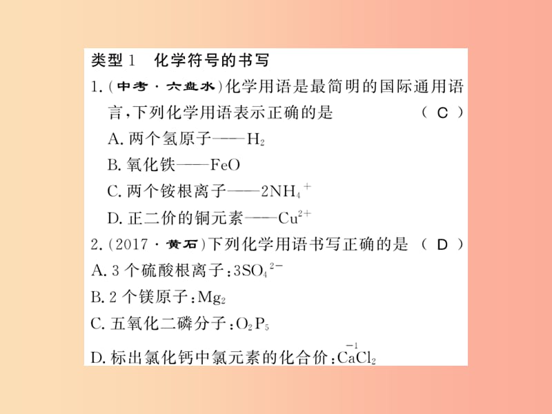 2019秋九年级化学全册 专题三 化学用语习题课件 沪教版.ppt_第2页