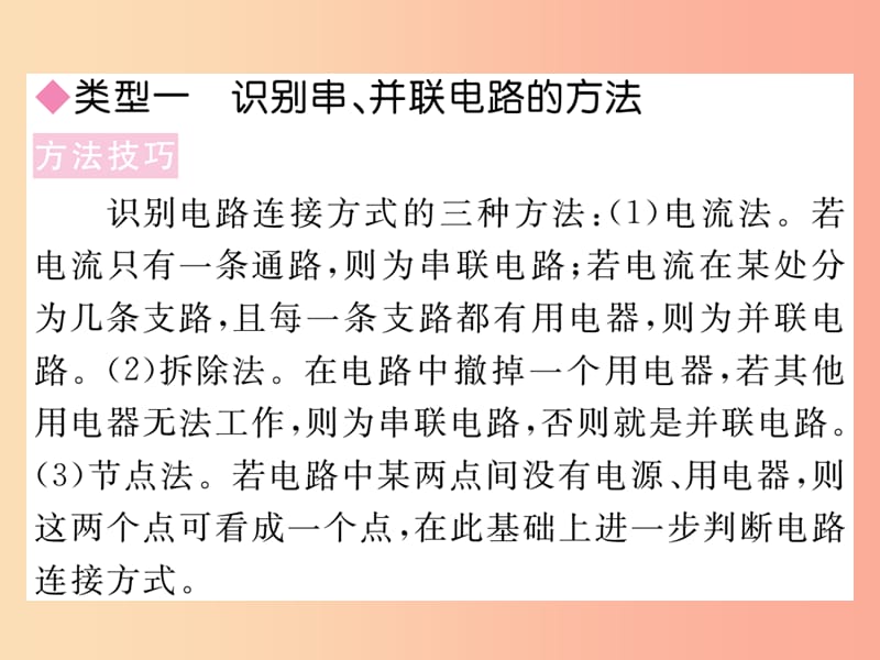 九年级物理上册 专题二 简单电路的识别、连接与设计习题课件 （新版）粤教沪版.ppt_第2页