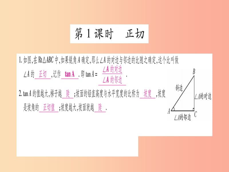 九年级数学下册第1章直角三角形的边角关系1.1锐角三角函数课堂导练课件含2019中考真题新版北师大版.ppt_第2页