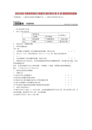 2019-2020年高考生物大一輪復(fù)習(xí) 第六單元 第20講 基因的表達(dá)教案.doc