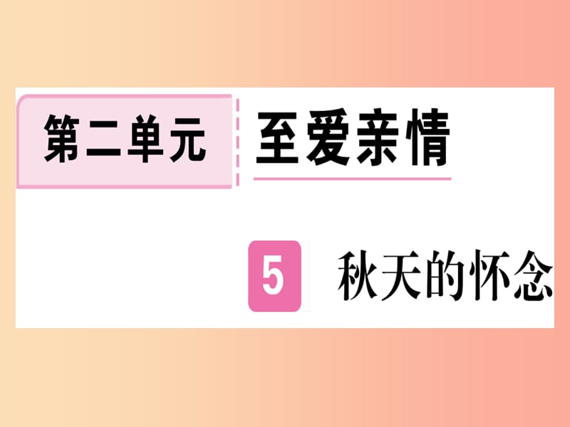 武汉专版2019年七年级语文上册第二单元5秋天的怀念习题课件新人教版.ppt_第1页