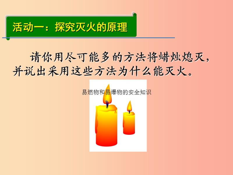 2019届九年级化学上册 第七单元 燃料及其利用 7.1 燃烧与灭火（设计2）优质课课件 新人教版.ppt_第3页