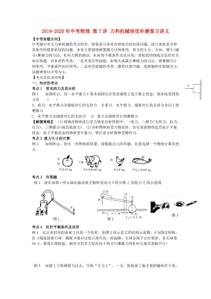 2019-2020年中考物理 第7講 力和機(jī)械培優(yōu)補(bǔ)潛復(fù)習(xí)講義.doc