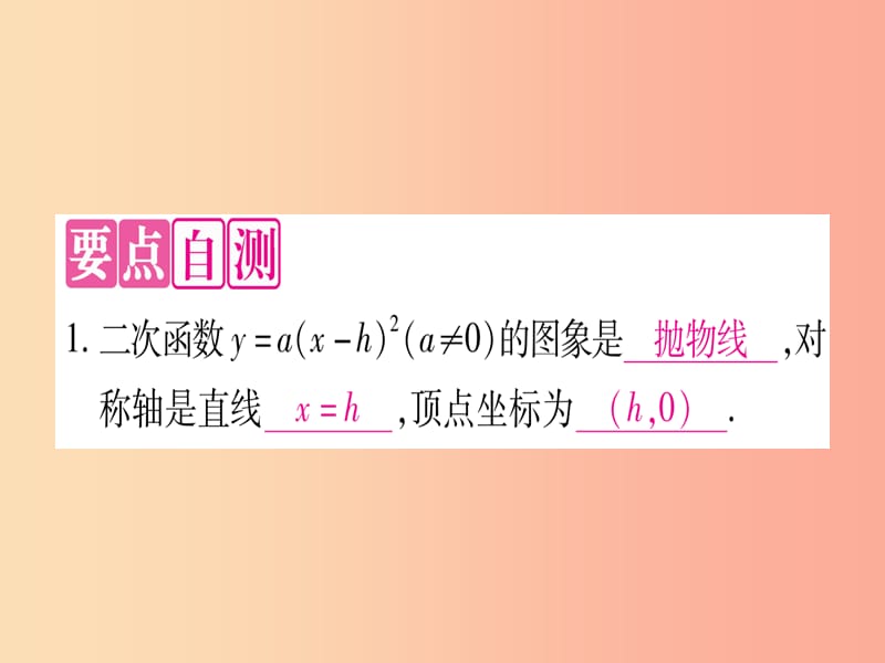 九年级数学下册 第1章 二次函数 1.2 二次函数的图象与性质 第3课时 y=a（x-h）2（a≠0）的图象与性质作业.ppt_第2页