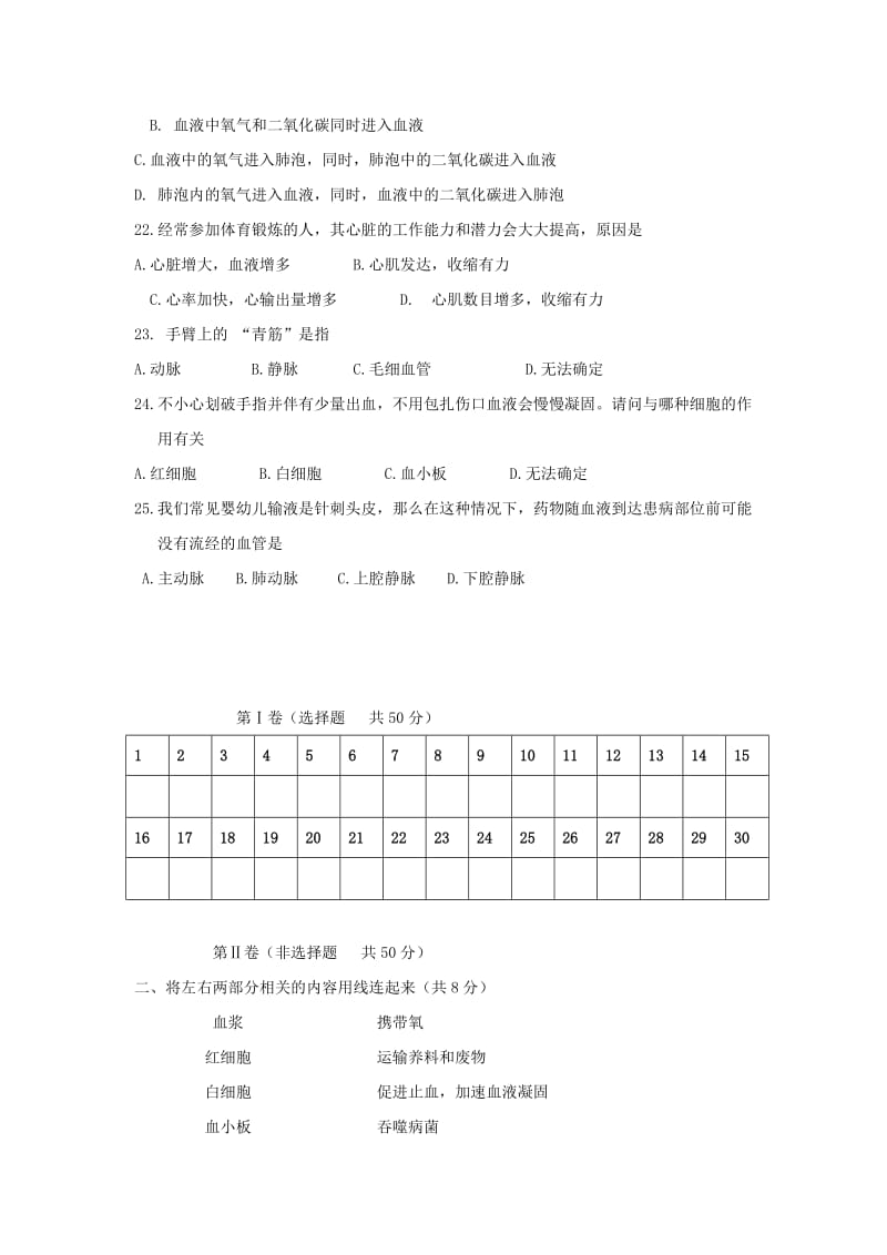 2019-2020年七年级下学期期中考试生物试题(VIII).doc_第3页