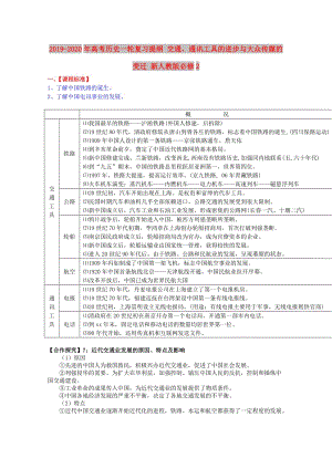 2019-2020年高考?xì)v史一輪復(fù)習(xí)提綱 交通、通訊工具的進(jìn)步與大眾傳媒的變遷 新人教版必修2.doc