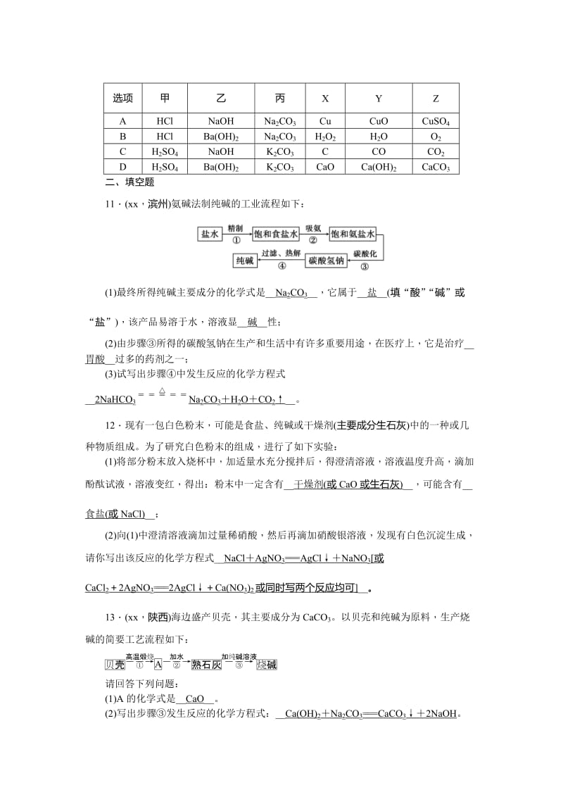 2019-2020年中考化学总复习考点素能检测：第19讲生活中常见的盐 含答案.doc_第3页