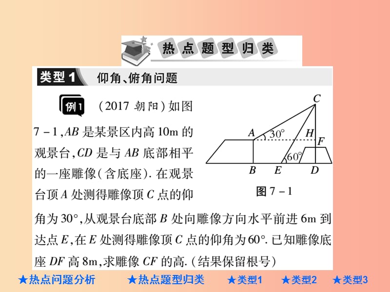 2019年中考数学总复习 第二部分 重点专题提升 专题七 解直角三角形的实际应用课件.ppt_第3页