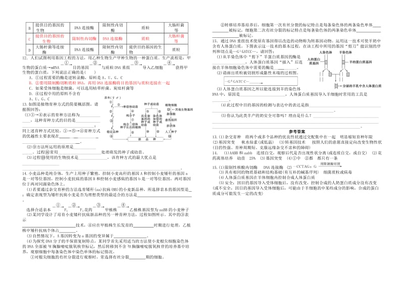 2019-2020年高考生物一轮复习《6.2 基因工程及其应用》导学案 新人教版必修2.doc_第2页