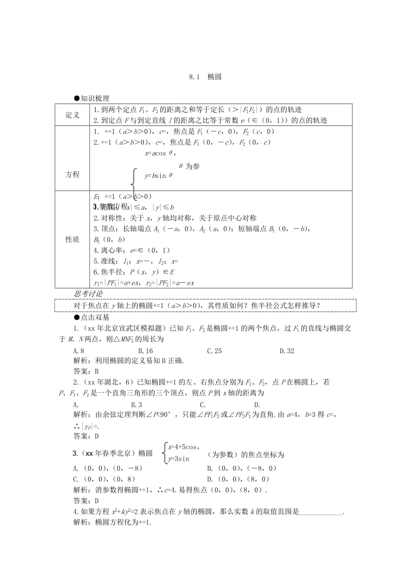 2019-2020年高考数学一轮复习 8.1 椭圆教案.doc_第3页