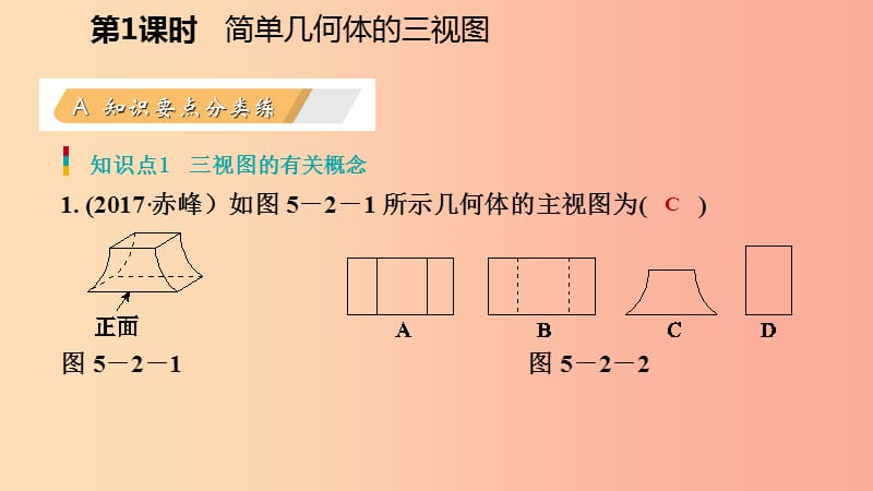 2019年秋九年级数学上册 第五章 投影与视图 2 视图 第1课时 简单几何体的三视图习题课件（新版）北师大版.ppt_第3页