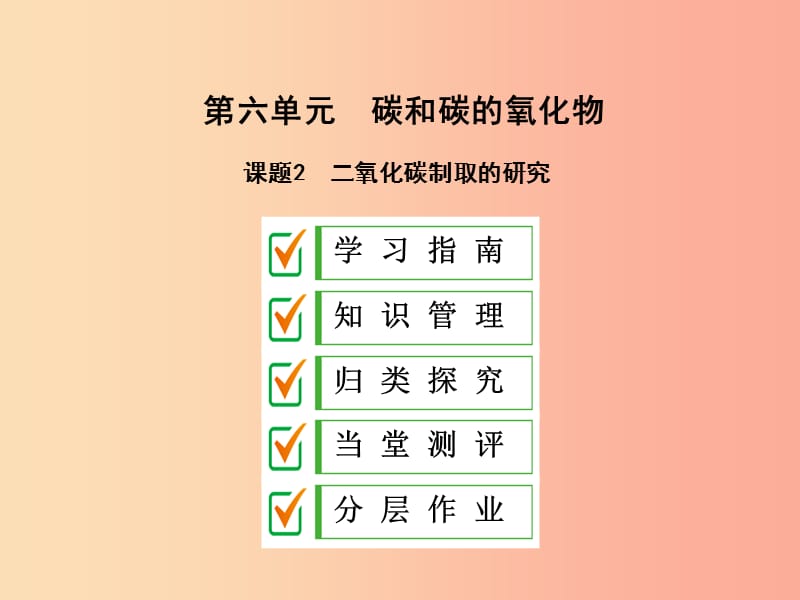 2019年秋九年级化学上册 第六单元 碳和碳的氧化物 课题2 二氧化碳制取的研究课件 新人教版.ppt_第1页