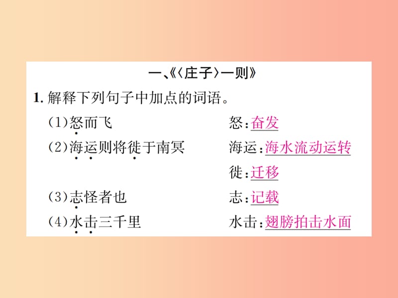 2019年九年级语文上册 专项复习（六）文言文基础训练习题课件 苏教版.ppt_第2页