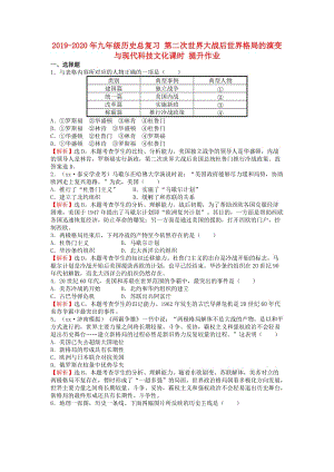 2019-2020年九年級(jí)歷史總復(fù)習(xí) 第二次世界大戰(zhàn)后世界格局的演變與現(xiàn)代科技文化課時(shí) 提升作業(yè).doc