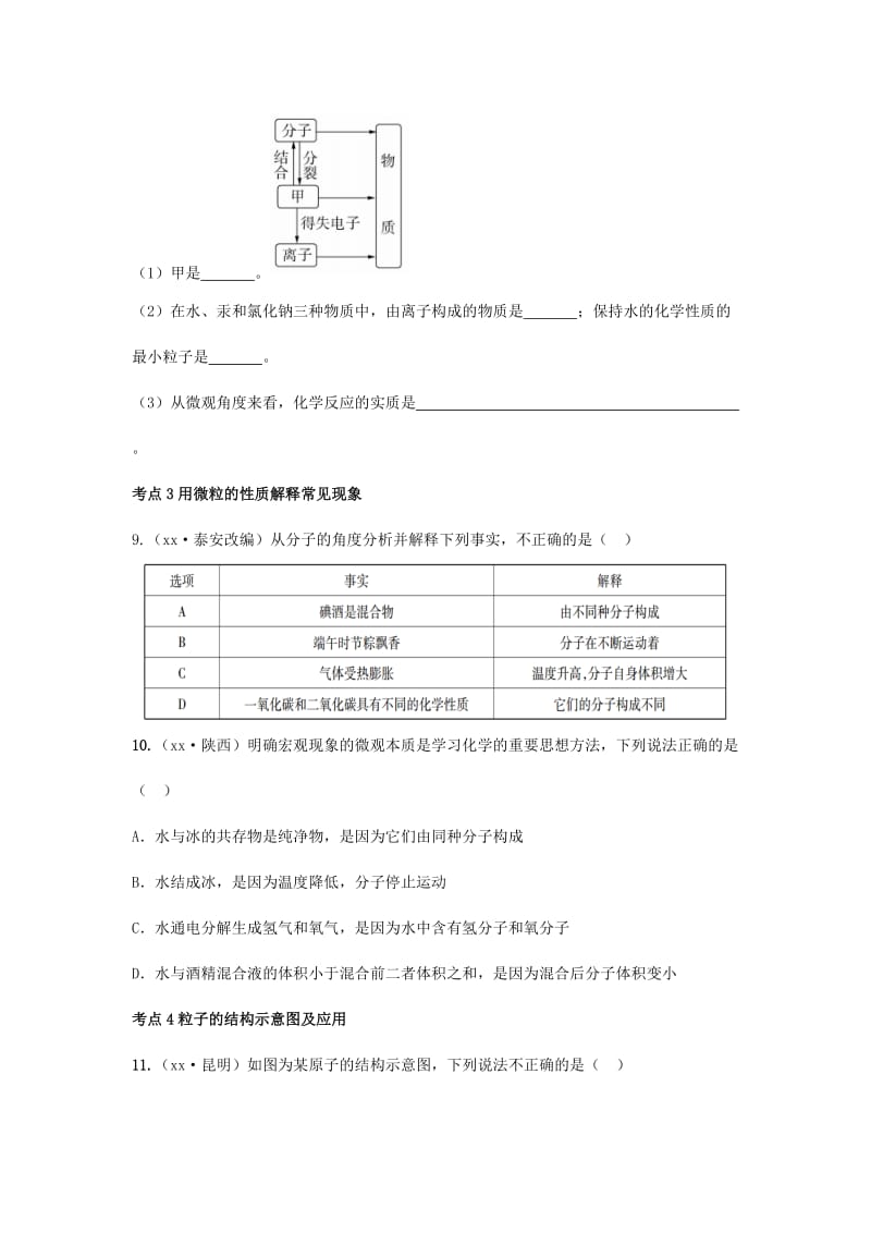 2019-2020年中考化学第一部分基础过关课时2构成物质的微粒考点突破.doc_第3页