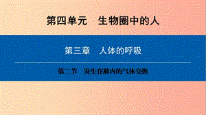 2019年七年級(jí)生物下冊(cè) 第四單元 第三章 第二節(jié) 發(fā)生在肺內(nèi)的氣體交換課件 新人教版.ppt