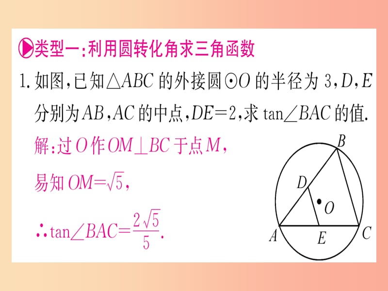 九年级数学下册第28章锐角三角函数专题5锐角三角形函数与圆的综合课堂导练课件含2019中考真题 新人教版.ppt_第2页