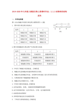 2019-2020年七年級人教版生物上冊課時作業(yè)：2.2.2動物體的結(jié)構(gòu)層次.doc