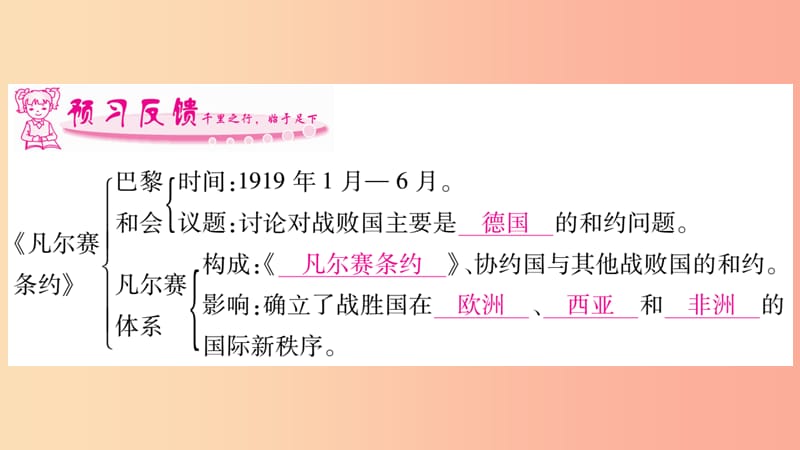 九年级历史下册 第三单元 第一次世界大战和战后初期的世界 第10课《凡尔赛条约》和《九国公约》预习 新人教版.ppt_第1页