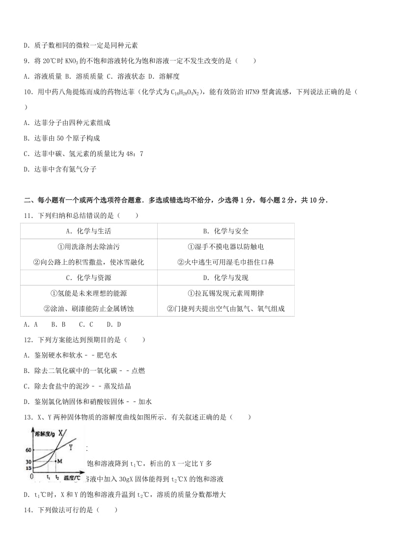 2019-2020年九年级化学上学期期末试卷（含解析） 沪教版(VII).doc_第2页