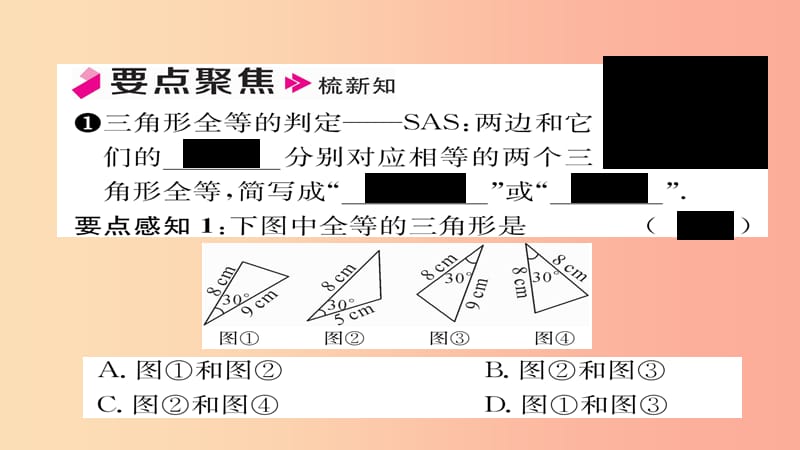 八年级数学上册 第十二章 全等三角形 12.2 三角形全等的判定 第2课时 用“SAS”判定三角形全等 新人教版.ppt_第2页