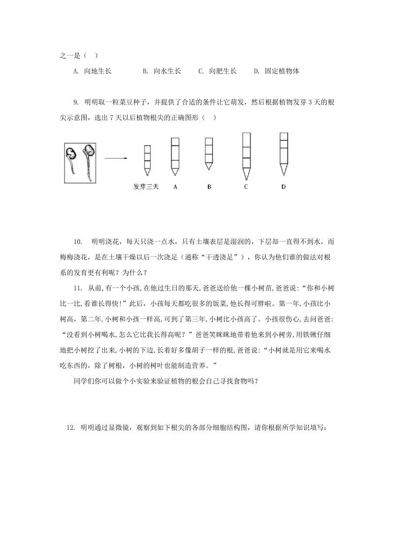 2019-2020年七年级生物上册3.5.2《植物根的生长》课时训练（新版）苏教版.doc_第2页