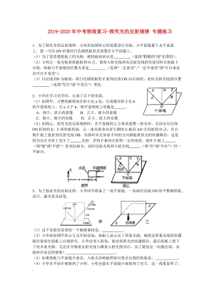 2019-2020年中考物理復(fù)習(xí)-探究光的反射規(guī)律 專(zhuān)題練習(xí).doc