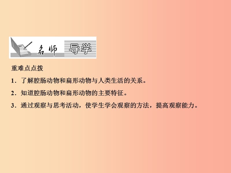 2019年八年级生物上册 第5单元 第1章 第1节 腔肠动物和扁形动物习题课件 新人教版.ppt_第2页