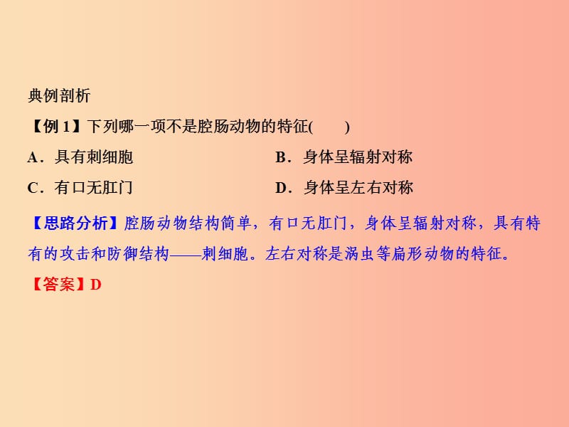 2019年八年级生物上册 第5单元 第1章 第1节 腔肠动物和扁形动物习题课件 新人教版.ppt_第3页