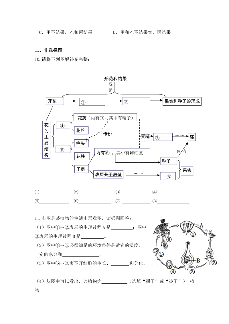 2019-2020年七年级人教版生物上册课时作业：3.2.3开花和结果.doc_第2页