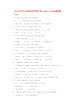 2019-2020年九年級(jí)英語外研版下冊：Module 10單元測試題.doc