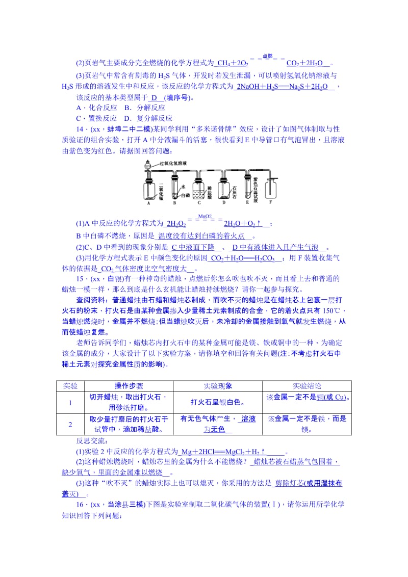 2019-2020年九年级总复习练习册：第28讲 专题七 碳和碳的氧化物 燃料与燃烧.doc_第3页