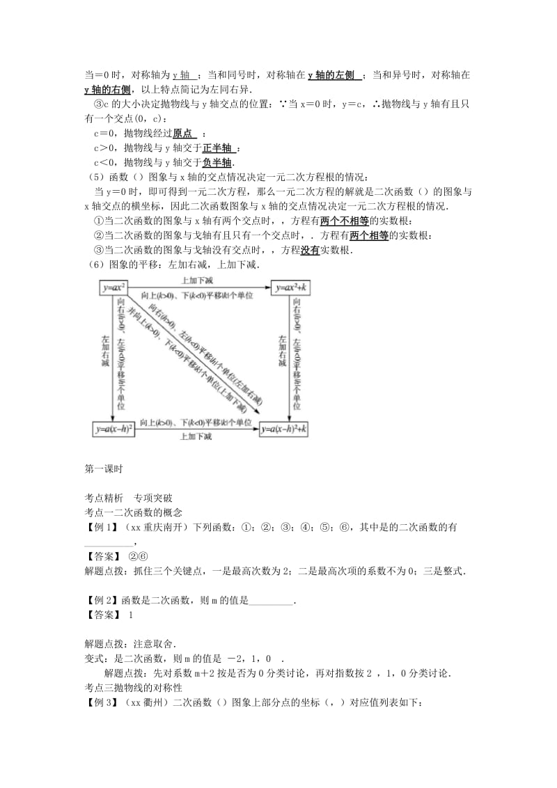 2019-2020年中考数学一轮复习第三章函数及其图象第5节二次函数的图象和性质试题.doc_第2页